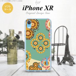 iPhoneXR iPhone XR スマホケース ソフトケース エスニック 花柄 緑 ベージュ +アルファベット メンズ レディース nk-ipxr-tp1581i