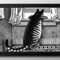 物思いにふける猫 A3 サイズ ポスター アート おしゃれ 絵画 インテリア 北欧 イラスト マット紙 艶消し アートパネル 額 フレーム デザイン 壁掛け ギフト 新築祝い ディスプレイ 引越し祝い　新生活　空間デザイン