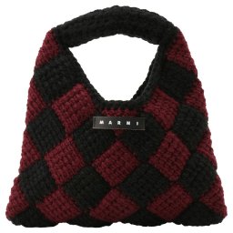 マルニ MARNI ダイアモンドクロシェ かぎ針編み ハンドバッグ ミニトート 手提げ M00995 M00RP 0MC07 bbmn00111l DIAMOND CROCHET キッズ ガールズ レディース ブラック+ワイン