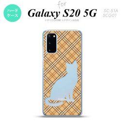 SC-51A SCG01 Galaxy S20 スマホケース ハードケース 猫 チェック A 茶 メンズ レディース nk-s20-955