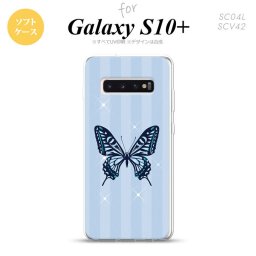 SC-04L SCV42 Galaxy S10+ スマホケース ソフトケース バタフライ 蝶 E 青 メンズ レディース nk-s10p-tp317