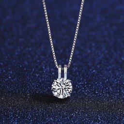 ネックレス 1Carat モアサナイト シルバー925 引き輪 40+5cm アジャスター ホワイト シルバー 人気 ベネチアンチェーン ラウンド 大粒 一粒 4本爪 上品 msn014
