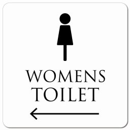 トイレ 御手洗 TOILET トイレマーク ホワイト ブラック WOMENS 左 矢印 ピクトサイン マグネットステッカー マグネット 強力 正方形 13x13cm サイン インテリア 施設 案内