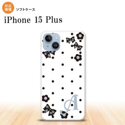 iPhone15 plus iPhone15 plus スマホケース 背面ケースソフトケース 花柄 ドット リボン 白 +アルファベット 2023年 9月発売 nk-i15pl-tp353i