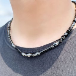 【高級ルチル】 一点物［お洒落しながらパフォーマンスを上げる!!］カットヘマタイト スターカットスピネル 磁気ネックレス アタッチメント5cm付 ツインブラッククラスプ仕様 プロスポーツ選手も愛する 金属アレルギー対応 ステンレス おすすめ 誕生石 天然石 ブレスレット 京海堂 jbn2 還暦祝い 長寿祝い パワーストーン