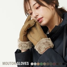 ムートン 手袋 グローブ レディース ダブルフェイス 冬 【ネコポスで送料無料】【名入れ 可能】 羊毛 羊革 暖かい 秋 女性 防寒 リアルファー レザー グローブ 5本指 ナッパ加工 スエード加工 ギフト プレゼント (01000896r) バレンタイン 成人祝い