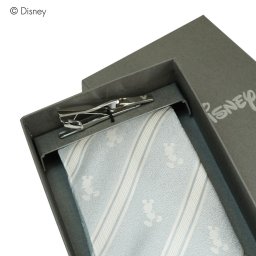 ディズニー／フォーマルネクタイ＆タイバー  (ストライプ柄×ミツマルタイバー　BOX付)　ブランド ネクタイ【送料無料】 結婚式 クリスマス プレゼント ギフト おしゃれ ネクタイピン スーツ ビジネス セット  キャラクター　DN912999&Wa-05