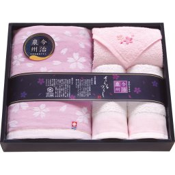 今治泉州さくらづくし バスタオル ハンドタオル ハンカチ 4枚セット [26-7532-076] TMS5008807 タオルギフト 綿100パーセント 今治 泉州 桜柄 内祝い 出産 快気 香典返し 御祝 お返し