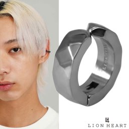 ライオンハート カッティング イヤーカフ サージカルステンレス ブラック 黒 片耳用 1点売り メンズ ブランド LION HEART