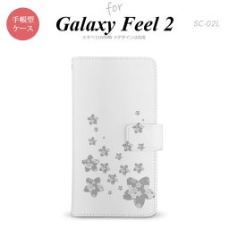 Galaxy Feel 2 手帳型 スマホ ケース カバー ギャラクシー 花柄・サクラ（B） グレー【ギャラクシー フィール 2,Galaxy,Feel,2,docomo,ドコモ,メール便 送料無料】