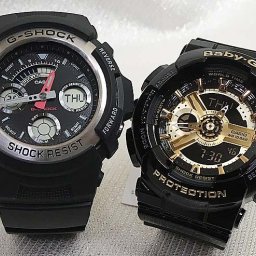 カシオ 恋人たちのGショック ペアウォッチ G-SHOCK BABY-G AW-590-1AJF BA-110-1AJF 電池式 送料無料 国内正規品 記念日 誕生日 プレゼント お揃い ブラック 黒 クリスマス お祝い 結婚 婚約 20代 30代 40代 50代 カップル 夫婦