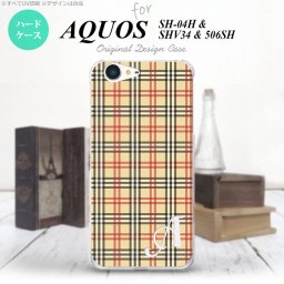 【506SH】【スマホケース/スマホカバー】【アクオス Xx3】506SH スマホケース AQUOS Xx3 ケース アクオス Xx3 イニシャル チェックB ベージュ×赤 nk-506sh-446ini【メール便送料無料】