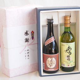 実りの秋の贈り物 感謝の贈り物ボックスプレミアムな芋焼酎と国産ワインセット (おたる醸造 デラウエア 白ワイン やや甘口(北海道)720ml大分井上酒造夢のひととき23°720ml
