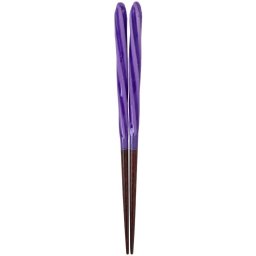 お箸 あめ玉ネジリ 紫 18cm 子供箸 キッズ箸 天然木 かんざし 日本製 アオバ ポイント消化