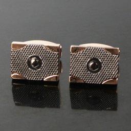 鎌倉カフス工房 ピンクゴールドレクタングルメッシュカフスボタン・カフリンクス メンズ  cf1396 結婚式 旦那 プレゼント ギフト 彼氏 父の日 誕生日プレゼント