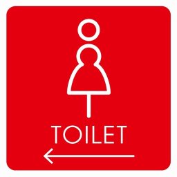 トイレ 御手洗 TOILET トイレマーク K2女 左 矢印 ピクトサイン ステッカー シール 塩ビ製 サイン ウォールステッカー インテリア 施設 案内