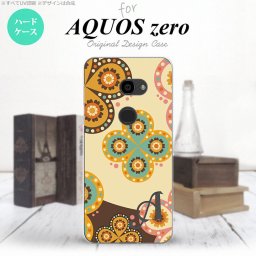 AQUOS zero アクオス ゼロ 801SH スマホケース カバー ハードケース エスニック花柄 ベージュ×茶 イニシャル 対応 nk-801sh-1583i[スマホ,スマホケース,スマホカバー,ケース,カバー,ジャケット]