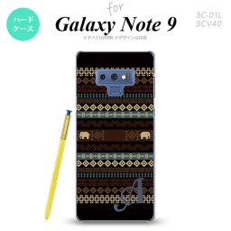 Galaxy Note 9 ギャラクシー ノート9 SC-01L SCV40 スマホケース カバー ハードケース エスニックゾウ 黒 イニシャル 対応 nk-note9-1571i[スマホ,スマホケース,スマホカバー,ケース,カバー,ジャケット]