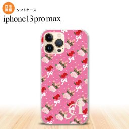 iPhone13ProMax iPhone13 Pro Max ケース ソフトケース 花柄 バラ リボン ピンク ビビット +アルファベット iPhone13 プロ マックス 6.7インチ おしゃれ かわいい メンズ レディース キッズ デザインたくさん nk-i13pm-tp262i