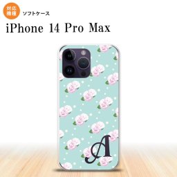 iPhone14 ProMax iPhone14 Pro Max スマホケース 背面ケースソフトケース 花柄 バラ ドット 水色 +アルファベット 2022年 9月発売 nk-i14pm-tp261i