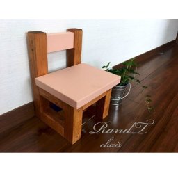 【アンティーク調・小さめ 子供用の椅子◆ピンクウォルナット】天然木材使用　幼稚園のイス生活の練習、プランター置き等にも最適！