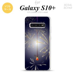 SC-04L SCV42 Galaxy S10+ スマホケース ソフトケース 花火 線香花火 紺 メンズ レディース nk-s10p-tp322