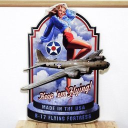 ブリキ看板 アーミー 大型 ビンテージ セクシー女性 戦闘機 アンティーク おしゃれ Keep Them Flying 飛行機 アメリカン 壁掛け プレート 壁飾り かわいい 雑貨 大きい 可愛い インテリア サーファー カフェ 店舗