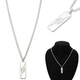 グッチ GUCCI ネックレス 774055 J8400 8106 インターロッキングG エングレービング プレート ペンダント シルバー DIAGONAL INTERLOCKING G NECKLACE