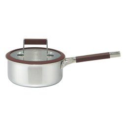 実りの秋の贈り物 片手鍋16cm エムデザイン 1.4L 本体:ステンレス3層（ステンレス鋼･アルミニウム合金）、蓋:ガラス（全面物理強化）、取っ手･ツマミ:ステンレス鋼･シリコーンゴム