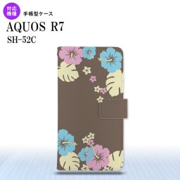 SH-52C AQUOS R7 手帳型スマホケース カバー ハイビスカス 茶  nk-004s-r7-dr452