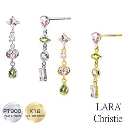 ピアス レディース ローズクォーツ ペリドット PT900 プラチナ K18 18金 ゴールド  LARA Christie ララクリスティー 女性 誕生日プレゼント le102-0010