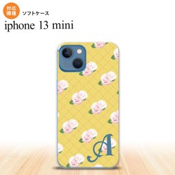 iPhone13mini iPhone13 mini ケース ソフトケース 花柄 バラ 編み 黄 +アルファベット iPhone ミニ 5.4インチ  おしゃれ かわいい メンズ レディース キッズ デザインたくさん nk-i13m-tp265i