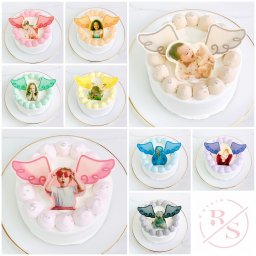 【選べる9色】 天使の羽プリントケーキ 4号5号6号【お好きな写真で】【記念日に】【アイシングクッキー】 4号、5号、6号