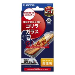 エレコム PM-A25SFLGO iPhone 16e ガラスフィルム ゴリラ 0.21mm