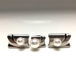 真珠 ネクタイピン パール アコヤ真珠 カフス セット 8.8mm ホワイトピンク シルバー 67326 イソワパール
