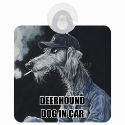 DEERHOUND ディアハウンド DOG IN CAR 吸盤 収れん火災防止タイプ 車内用 作業服 ちょい悪 ドッグオンボード 安全対策 あおり運転 セーフティサイン 窓ガラス カーサイン 車 犬