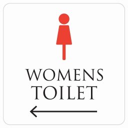 トイレ 御手洗 TOILET トイレマーク ホワイト＆カラー WOMENS 左 矢印 ピクトサイン ステッカー シール 塩ビ製 サイン ウォールステッカー インテリア 施設 案内