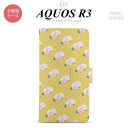 SH-04L/SHV44 AQUOS R3 手帳型スマホケース カバー 花柄 バラ 編み 黄  nk-004s-r3-dr265