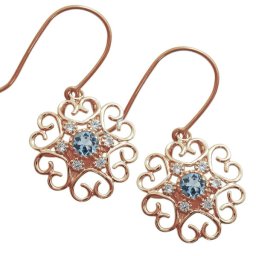 ハート ピアス アクアマリンサンタマリア フックピアス K18 ピアス アンティーク
