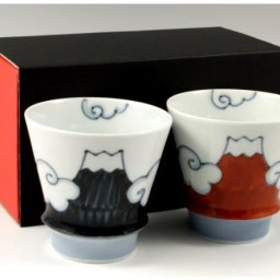 青富士・赤富士（富士山）　ペア至高の焼酎グラス＜オリジナル＞ 【有田焼 匠の蔵 睦峯窯】