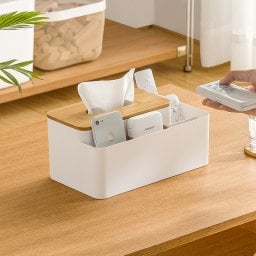 多機能ティッシュケース 白 リモコンラック ティッシュボックス 小物入れ おしゃれ 北欧風 卓上収納