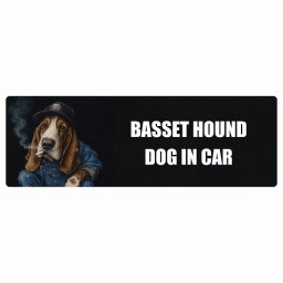名入れ可 Basset Hound バセットハウンド カーステッカー シール 犬 作業服 ちょい悪 15x5cm 長方形 防水 屋外 屋内 ドッグオンボード デカール
