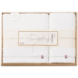 【ギフト対応無料】今治謹製タオル 白織タオル バスタオル1P フェイスタオル1P (SR23040) ※送料無料(北海道・沖縄は除く)
