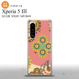 SO-53B SOG05 Xperia5 ケース ソフトケース エスニック 花柄 ピンク ベージュ +アルファベット オススメ 人気 おしゃれ スマート シンプル nk-xp53-tp1582i
