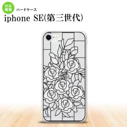 iPhoneSE 3 iPhoneSE 3 背面ケース カバー ステンドグラス風 おしゃれ バラ ホワイト ステンドグラス風 かわいい おしゃれ 背面ケース nk-ise3-sg47