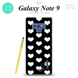 Galaxy Note 9 ギャラクシー ノート9 SC-01L SCV40 スマホケース カバー ハードケース ハート 白×黒 イニシャル 対応 nk-note9-119i[スマホ,スマホケース,スマホカバー,ケース,カバー,ジャケット]