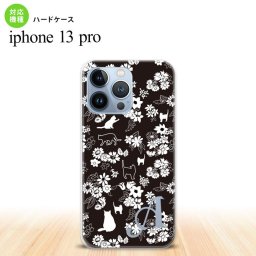 iPhone13 Pro iPhone13Pro ケース ハードケース 猫 花 黒 +アルファベット iPhone13Pro専用 nk-i13p-1725i