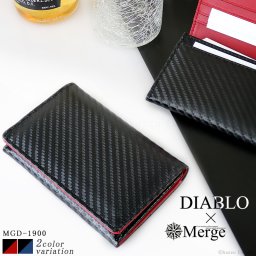 名刺入れ カードケース メンズ 人気 ブランド コラボ カーボン加工 ビジネス 仕事用 MGD-1900  DIABLO Merge ディアブロ×マージ カーボン パスケース 革  ギフト プレゼント 父の日 カードケース 贈り物 男性 mlb  開運 クリスマス クリスマスプレゼント