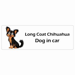 名入れ可 Long Coat Chihuahua ロングコートチワワ カーステッカー シール 犬 アメリカン カートゥーン スタイル アニメ風 20x6.7cm 長方形 防水 屋外 屋内 ドッグオンボード デカール