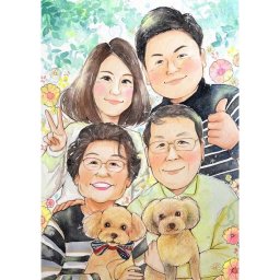 新築祝い 結婚祝い 似顔絵 贈り物 家族 プレゼント ギフト 写真から 結婚 退職 人気の似顔絵。作家の対応が丁寧で初めての方も安心 あきよ